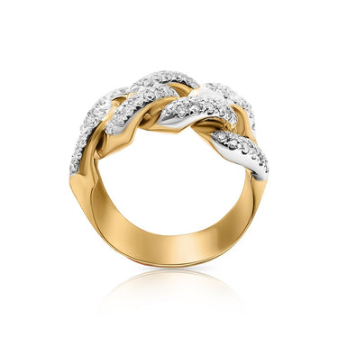 DIAMOND HALF CUBAN RING IN 14K YELLOW GOLD 1.75 CTW